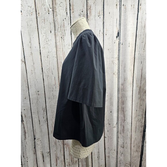 MARELLA Women's L Black Cotton Blend Button Short Sleeve Blouse Top Shirt EUC - Picture 2 of 5